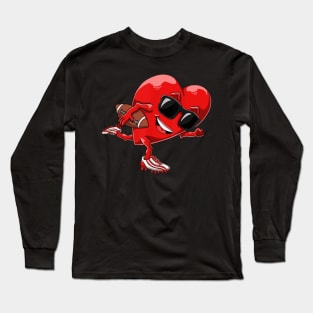 Valentines Day Heart American Football Boys Men Long Sleeve T-Shirt